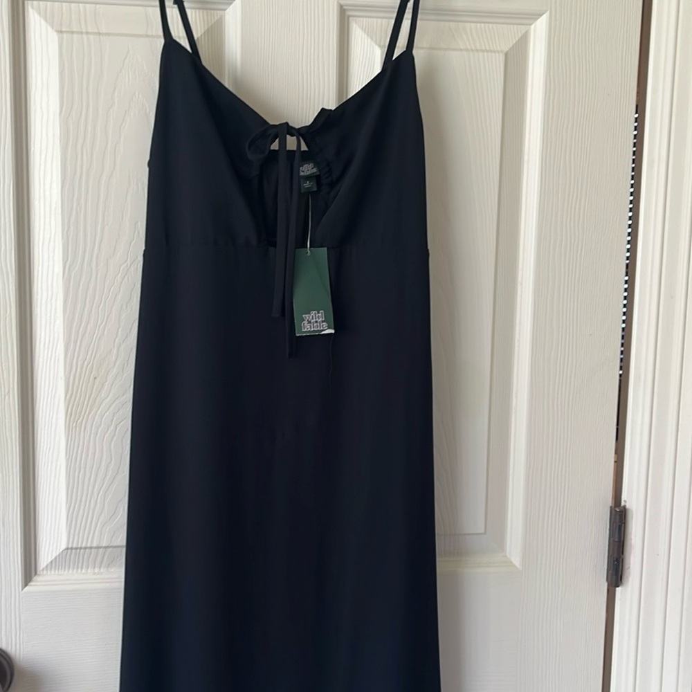 Wild Fable High Low Ruffled Black Spaghetti Strap Dress- Ties in front